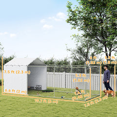 Galvanized Steel Dog Kennel Outdoor with Waterproof & UV-Resistant Cover for Large Dogs, 13.1' x 7.5' x 7.5'