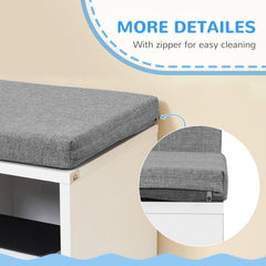 Multi-Purpose Bookshelf with 5 Cubes, 5-Cubby Bookcase with Cushioned Reading Nook and Storage Shelves, Blue