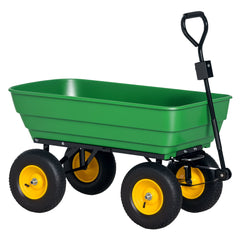 Garden Dump Cart Heavy Duty 440lbs Wagon with Steel Frame and 10'' Pneumatic Tires, Green