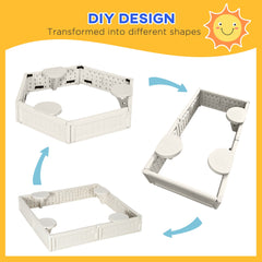 Kids Outdoor Sandbox with Canopy, Bottom Fabric Liner, Brown