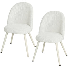 Dining Chairs Velvet Fabric Upholstered Kitchen Chairs Metal Legs Set of 2, Dining Room, Home, White