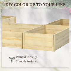 DIY 5-box Garden Planter with Open Bottom for Outdoor Plants, Vegetables, Flowers, Herbs, Brown