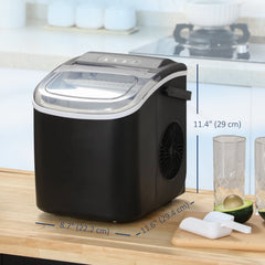 Portable Ice Maker Countertop with Handle, Self Cleaning Ice Maker Machine with Scoop and Basket, 26lbs/24Hrs, Black