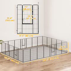 24 Panel 31.5" Height Heavy Duty Dog Playpen for Small Medium Dogs, Grey