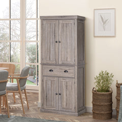 Long Standing Kitchen Cabinet w/ 2 Drawers MDF Board, Wood Grain