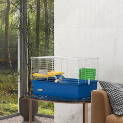 18.5" Small Animal Cage with Water Bottle, Food Dish, Platform, Ramp, Black