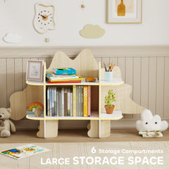 Dinosaur Themed Kids Bookshelf, 2 Tier Kids Bookcase, for Playroom, Bedroom, Living Room, Kids Room, Natural