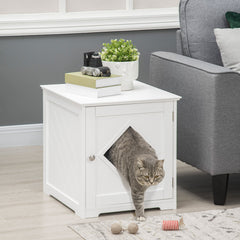 Cat Litter Box Enclosure End Table, Indoor Cat Washroom with Magnetic Door, Hidden Litter Box Nightstand with Large Tabletop, Easy Assembly, Black