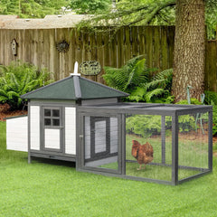 77" Chicken Coop Hen House Rabbit Hutch Poultry Cage Pen Outdoor Backyard with Nesting Box Run Natural