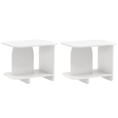 End Table Set of 2 2-Tier Sofa Side Tables with Storage Shelf-White