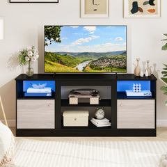 Entertainment Center with Adjustable Shelf & Open Compartment for 65” TVs-Black