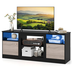 Entertainment Center with Adjustable Shelf & Open Compartment for 65” TVs-Black