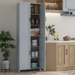 67" 4-Door Kitchen Pantry Cabinet, Freestanding Storage Cabinet Cupboard with Adjustable Shelves, Black