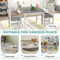 Kids Table and Chairs Set, Toddler Table and 2 Chair Set for Activity, Art, Craft, Reading, Learning, Grey