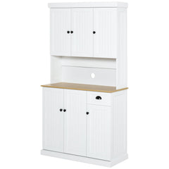 71" Kitchen Pantry Buffet with Hutch Storage Cabinet Microwave Oven Stand with Drawer, Black
