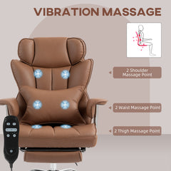400LBS Massage Office Chair, Executive Office Chair with 6-Point Vibration, Footrest and Lumbar Support, Black