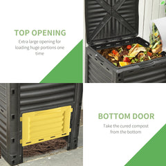 Garden Compost Bin Large Outdoor Compost Container 80 Gallon Fast Creation of Fertile Soil Aerating Compost Box, Easy Assembly, Black