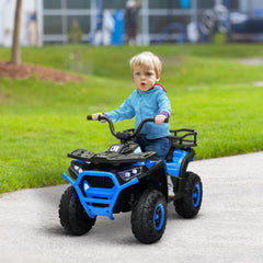 Kids ATV, 12V Battery Powered Electric Ride on Toy w/ Spring Suspension, Storage Basket, High & Low Speed, Blue