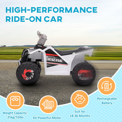 6V Quad Kids Electric Car with Wear-resistant Wheels, for Boys and Girls Aged 18-36 Months, Pink