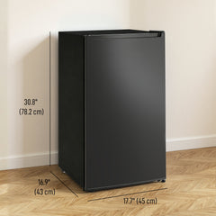 1.1 Cu. Ft. Mini Freezer, Compact Upright Freezer with Reversible Door, Removable Shelf, Adjustable Temperature, Black