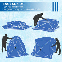 4 Person Insulated Ice Fishing Shelter, Pop-Up Portable Ice Fishing Tent with Carry Bag and Two Doors for -22℉, Black