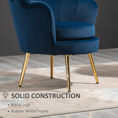 Modern Accent Chair, Velvet-Touch Fabric Leisure Club Chair with Gold Metal Legs for Bedroom, Dark Green