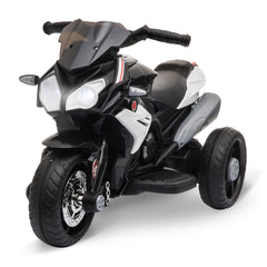 Kids Electric Motorcycle Ride-On Toy with 3 Wheels, Music, Horn, Lights, Black