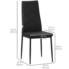 Dining Chairs Set of 4, Modern Accent Chair with High Back, Upholstery Faux Leather and Steel Legs for Living Room, Kitchen, Black