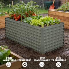 5' x 3' x 2' Raised Garden Bed, Galvanized Planter Box for Growing Flowers, Herbs and Vegetables, Black