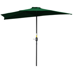 9.8ft Half Umbrella Semi Round Patio Parasol with Crank Handle, Top Vent for Garden, Balcony- NO BASE INCLUDED, Green