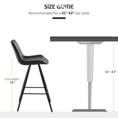 Set of 2 Microfiber Cloth Bar Stools, Multi-functional Kitchen Stools, Bar Chair with Metal Leg Padded Cushion Seat for Dining, Black