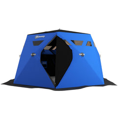 4 Person Insulated Ice Fishing Shelter, Pop-Up Portable Ice Fishing Tent with Carry Bag and Two Doors for -22℉, Black
