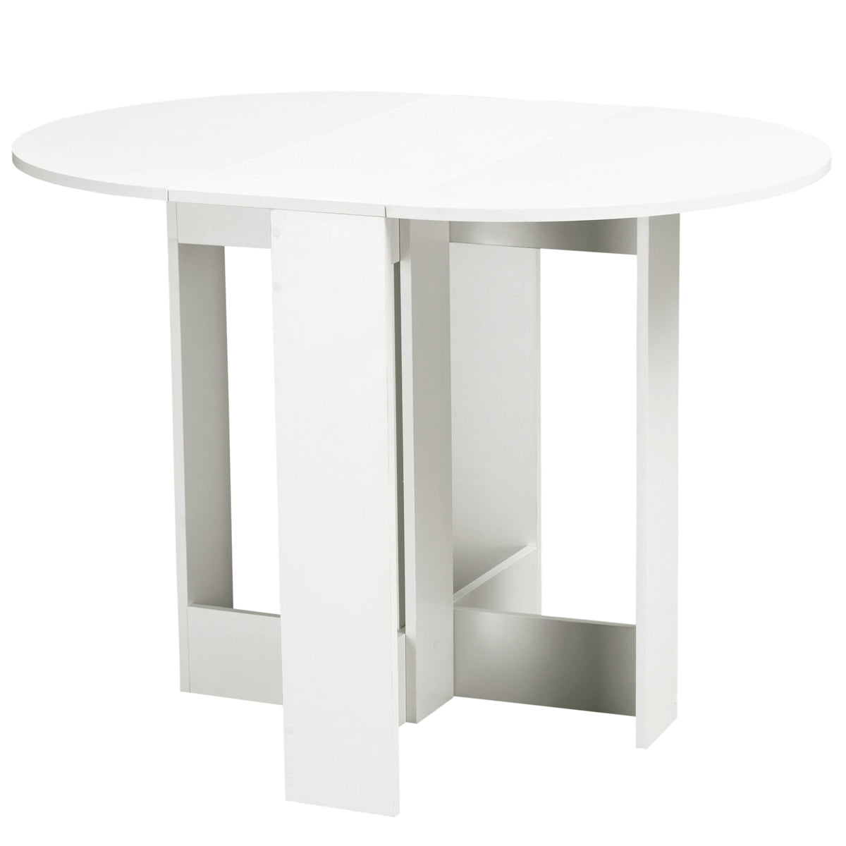 Folding Dining Table, 41" Drop Leaf Table for Small Spaces, Oval Foldable Table for Kitchen, Dining Room, White