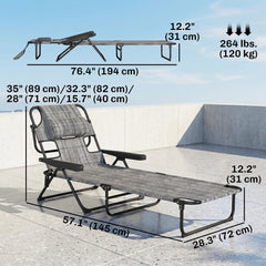 Folding Lounge Chair w/ Reclining Back, Cream White