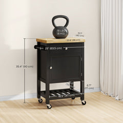 Kitchen Cart on Wheels, Rolling Kitchen Island Cart with Wood Top, Towel Rack, Drawer and Shelf for Dining Area, Grey
