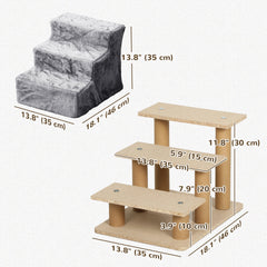 4-Step Dog Ramp for Sofa, Bed, and Couch, with Removable Cover, Light Grey