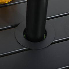 Outdoor Side Table, Patio End Table with Umbrella Hole, Small Coffee Table with Steel Frame for Balcony, Black