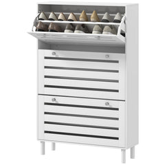 Narrow Shoe Storage Cabinet, 3 Flip Drawers, Adjustable Shelves, 18-24 Pairs Capacity, Black