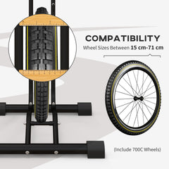Vertical & Horizontal Bike Rack Bicycle Storage Stand with Adjustable Hooks, Fits 6"-28" and 700c Bikes