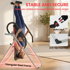 Inversion Table, Heavy Duty Folding Inversion Table with Adjustable Ankle Lock and Safety Belt for Pain Relief Therapy