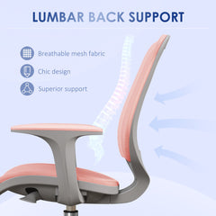 Office Chair, Small Computer Desk Chair with Mesh Back, Swivel Castors, Arm, Grey