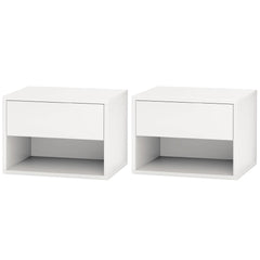 Floating Nightstand Set of 2, Wall Mounted Bedside Table with Drawer for Bedroom Black