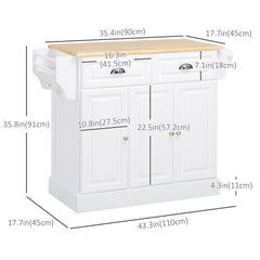 Kitchen Island with Storage Rolling Kitchen Serving Cart with Rubber Wood Top Towel Rack Storage Drawer Cabinet, Black