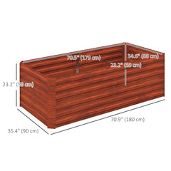 Galvanized Raised Garden Bed, Steel Outdoor Planters with Reinforced Rods, 71" x 35" x 23", Rustic Brown
