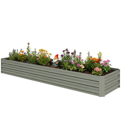 8'x2'x1' Galvanized Raised Bed, Large Elevated Planter Box for Growing Flowers, Herbs and Vegetables, Dark Grey