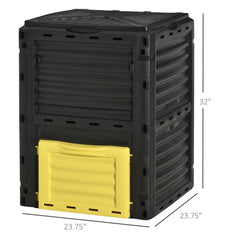 Garden Compost Bin Large Outdoor Compost Container 80 Gallon Fast Creation of Fertile Soil Aerating Compost Box, Easy Assembly, Black