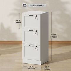 Vertical Filing Cabinet with 2 Drawers, Lock, File Cabinet for Home Office, A4 and Letter Size Files, White