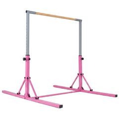 Foldable Gymnastics Bar for Kids with 3-Level Adjustable Heights-Pink