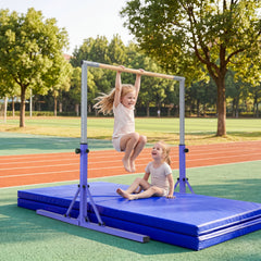 Foldable Gymnastics Bar for Kids with 3-Level Adjustable Heights-Purple