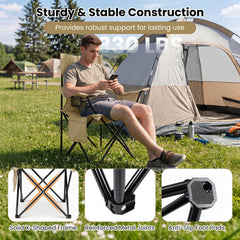Folding Camping Chair with Mesh Fabric Backrest Solid Metal Frame and Carrying Bag-Green